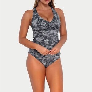 SUNSETS Fanfare Slate Seagrass texture Elsie Tankini, 40F/38G/36H